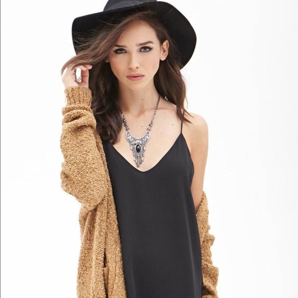Black lace slip dress